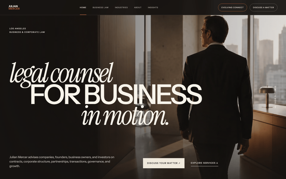 Julian Mercer Corporate Law website template screenshot